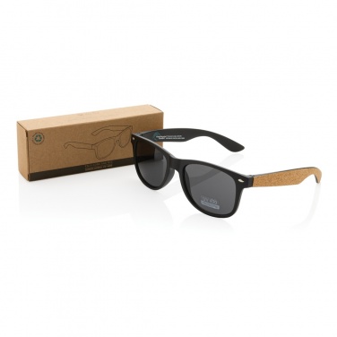 Logo trade promotional merchandise image of: GRS recycled PC plastic sunglasses with cork